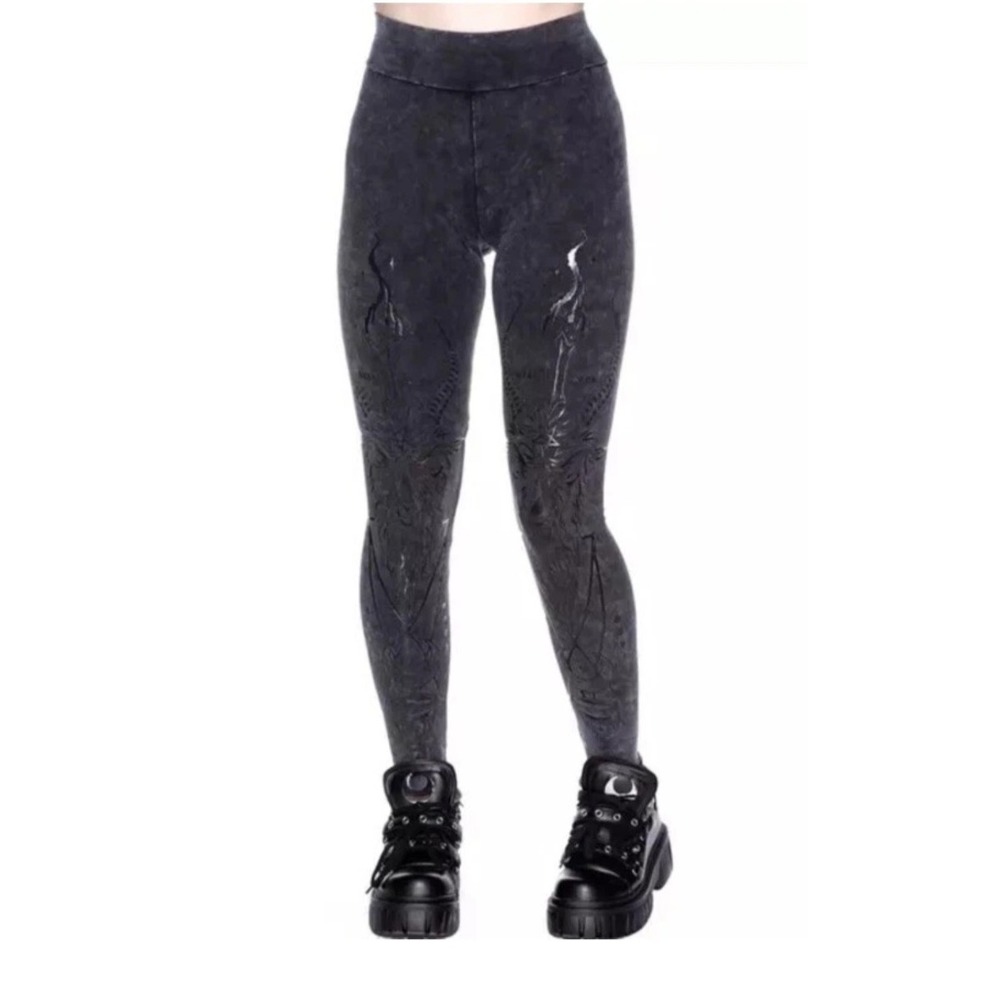Killstar Sin With Me Disco Woman's Leggings Black Pentagram Gothic Size XS